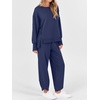 image:imageANRABESS Womens 2 Piece Outfits Sweatsuits Oversized Sweatshirts Barrel Pants Matching Lounge Sets 2026 Fall Travel ClothesNavy Blue