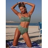 image:imageANRABESS Womens Bikini Sets  High Waisted Lace Swimsuits Two Piece Beach WearArmy Green