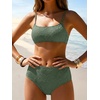 image:imageANRABESS Womens Bikini Sets  High Waisted Lace Swimsuits Two Piece Beach WearArmy Green