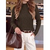 image:imageANRABESS Womens Cable Knit Long Sleeve Cropped Sweaters  Mock Neck Fitted Pullover Tops Cozy Warm Business Casual Work Office Daily Wear Fall Winter Fashion ClothingBrown