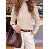 image:imageANRABESS Womens Cable Knit Long Sleeve Cropped Sweaters  Mock Neck Fitted Pullover Tops Cozy Warm Business Casual Work Office Daily Wear Fall Winter Fashion ClothingAlmond