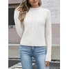 image:imageANRABESS Womens Cable Knit Long Sleeve Cropped Sweaters  Mock Neck Fitted Pullover Tops Cozy Warm Business Casual Work Office Daily Wear Fall Winter Fashion ClothingWhite