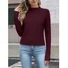 image:imageANRABESS Womens Cable Knit Long Sleeve Cropped Sweaters  Mock Neck Fitted Pullover Tops Cozy Warm Business Casual Work Office Daily Wear Fall Winter Fashion ClothingDark Red