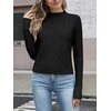 image:imageANRABESS Womens Cable Knit Long Sleeve Cropped Sweaters  Mock Neck Fitted Pullover Tops Cozy Warm Business Casual Work Office Daily Wear Fall Winter Fashion ClothingBlack