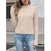 image:imageANRABESS Womens Cable Knit Long Sleeve Cropped Sweaters  Mock Neck Fitted Pullover Tops Cozy Warm Business Casual Work Office Daily Wear Fall Winter Fashion ClothingAlmond