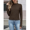image:imageANRABESS Womens Cable Knit Long Sleeve Cropped Sweaters  Mock Neck Fitted Pullover Tops Cozy Warm Business Casual Work Office Daily Wear Fall Winter Fashion ClothingBrown