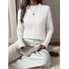 image:imageANRABESS Womens Cable Knit Long Sleeve Cropped Sweaters  Mock Neck Fitted Pullover Tops Cozy Warm Business Casual Work Office Daily Wear Fall Winter Fashion ClothingWhite
