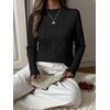 image:imageANRABESS Womens Cable Knit Long Sleeve Cropped Sweaters  Mock Neck Fitted Pullover Tops Cozy Warm Business Casual Work Office Daily Wear Fall Winter Fashion ClothingBlack
