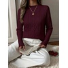 image:imageANRABESS Womens Cable Knit Long Sleeve Cropped Sweaters  Mock Neck Fitted Pullover Tops Cozy Warm Business Casual Work Office Daily Wear Fall Winter Fashion ClothingDark Red