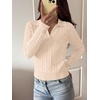 image:imageANRABESS Womens Cable Knit Sweaters Long Sleeve Cropped  V Neck Collared Pullover Sweater Top Polo Knit Shirt Business Casual Work Clothes Daily Wear Fashion Fall Winter OutfitsParchment