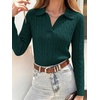 image:imageANRABESS Womens Cable Knit Sweaters Long Sleeve Cropped  V Neck Collared Pullover Sweater Top Polo Knit Shirt Business Casual Work Clothes Daily Wear Fashion Fall Winter OutfitsDark Green
