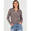 image:imageANRABESS Womens Cable Knit Sweaters Long Sleeve Cropped  V Neck Collared Pullover Sweater Top Polo Knit Shirt Business Casual Work Clothes Daily Wear Fashion Fall Winter OutfitsPink Apricot