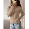 image:imageANRABESS Womens Cable Knit Sweaters Long Sleeve Cropped  V Neck Collared Pullover Sweater Top Polo Knit Shirt Business Casual Work Clothes Daily Wear Fashion Fall Winter OutfitsBright Tan
