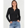 image:imageANRABESS Womens Cable Knit Sweaters Long Sleeve Cropped  V Neck Collared Pullover Sweater Top Polo Knit Shirt Business Casual Work Clothes Daily Wear Fashion Fall Winter OutfitsBlack