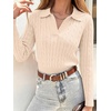 image:imageANRABESS Womens Cable Knit Sweaters Long Sleeve Cropped  V Neck Collared Pullover Sweater Top Polo Knit Shirt Business Casual Work Clothes Daily Wear Fashion Fall Winter OutfitsParchment