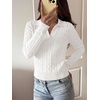 image:imageANRABESS Womens Cable Knit Sweaters Long Sleeve Cropped  V Neck Collared Pullover Sweater Top Polo Knit Shirt Business Casual Work Clothes Daily Wear Fashion Fall Winter OutfitsWhite