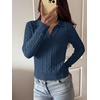 image:imageANRABESS Womens Cable Knit Sweaters Long Sleeve Cropped  V Neck Collared Pullover Sweater Top Polo Knit Shirt Business Casual Work Clothes Daily Wear Fashion Fall Winter OutfitsDeep Blue
