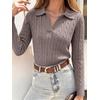 image:imageANRABESS Womens Cable Knit Sweaters Long Sleeve Cropped  V Neck Collared Pullover Sweater Top Polo Knit Shirt Business Casual Work Clothes Daily Wear Fashion Fall Winter OutfitsPink Apricot