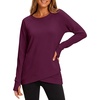 image:imageANRABESS Womens Crewneck Ralgan Long Sleeve Tunic Tops  Tulip Hem Sweatshirts with Thumbhole Warm Soft Comfy Going Out Work Fall Winter Transtion Pullover OutfitsPurple Red