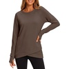 image:imageANRABESS Womens Crewneck Ralgan Long Sleeve Tunic Tops  Tulip Hem Sweatshirts with Thumbhole Warm Soft Comfy Going Out Work Fall Winter Transtion Pullover OutfitsBrown