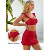 image:imageANRABESS Womens High Waisted Bikini Skirt Set Built in Buttom Two Piece Swimsuits 2026 Summer Beach Bathing Suit SwimwearRed
