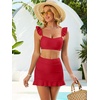image:imageANRABESS Womens High Waisted Bikini Skirt Set Built in Buttom Two Piece Swimsuits 2026 Summer Beach Bathing Suit SwimwearRed