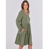 image:imageANRABESS Womens Long Sleeve Dress 2026 Fall Casual V Neck Tiered Flowy Short Dresses Beach Travel Vacation ClothesArmy Green
