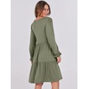 image:imageANRABESS Womens Long Sleeve Dress 2026 Fall Casual V Neck Tiered Flowy Short Dresses Beach Travel Vacation ClothesArmy Green