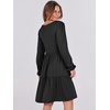 image:imageANRABESS Womens Long Sleeve Dress 2026 Fall Casual V Neck Tiered Flowy Short Dresses Beach Travel Vacation ClothesBlack