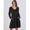 image:imageANRABESS Womens Long Sleeve Dress 2026 Fall Casual V Neck Tiered Flowy Short Dresses Beach Travel Vacation ClothesBlack
