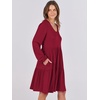 image:imageANRABESS Womens Long Sleeve Dress 2026 Fall Casual V Neck Tiered Flowy Short Dresses Beach Travel Vacation ClothesBurgundy