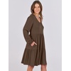 image:imageANRABESS Womens Long Sleeve Dress 2026 Fall Casual V Neck Tiered Flowy Short Dresses Beach Travel Vacation ClothesCoffee