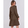 image:imageANRABESS Womens Long Sleeve Dress 2026 Fall Casual V Neck Tiered Flowy Short Dresses Beach Travel Vacation ClothesCoffee