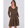 image:imageANRABESS Womens Long Sleeve Dress 2026 Fall Casual V Neck Tiered Flowy Short Dresses Beach Travel Vacation ClothesCoffee