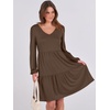image:imageANRABESS Womens Long Sleeve Dress 2026 Fall Casual V Neck Tiered Flowy Short Dresses Beach Travel Vacation ClothesCoffee