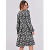 image:imageANRABESS Womens Long Sleeve Dress 2026 Fall Casual V Neck Tiered Flowy Short Dresses Beach Travel Vacation ClothesFloral Black