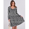 image:imageANRABESS Womens Long Sleeve Dress 2026 Fall Casual V Neck Tiered Flowy Short Dresses Beach Travel Vacation ClothesFloral Black