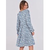 image:imageANRABESS Womens Long Sleeve Dress 2026 Fall Casual V Neck Tiered Flowy Short Dresses Beach Travel Vacation ClothesFloral Blue