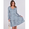 image:imageANRABESS Womens Long Sleeve Dress 2026 Fall Casual V Neck Tiered Flowy Short Dresses Beach Travel Vacation ClothesFloral Blue