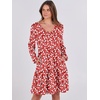 image:imageANRABESS Womens Long Sleeve Dress 2026 Fall Casual V Neck Tiered Flowy Short Dresses Beach Travel Vacation ClothesFloral Red