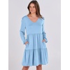 image:imageANRABESS Womens Long Sleeve Dress 2026 Fall Casual V Neck Tiered Flowy Short Dresses Beach Travel Vacation ClothesLight Blue