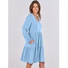 image:imageANRABESS Womens Long Sleeve Dress 2026 Fall Casual V Neck Tiered Flowy Short Dresses Beach Travel Vacation ClothesLight Blue