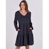 image:imageANRABESS Womens Long Sleeve Dress 2026 Fall Casual V Neck Tiered Flowy Short Dresses Beach Travel Vacation ClothesNavy Blue