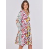 image:imageANRABESS Womens Long Sleeve Dress 2026 Fall Casual V Neck Tiered Flowy Short Dresses Beach Travel Vacation ClothesPrint Floral