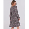 image:imageANRABESS Womens Long Sleeve Dress 2026 Fall Casual V Neck Tiered Flowy Short Dresses Beach Travel Vacation ClothesPrint Floral Black