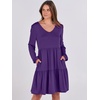 image:imageANRABESS Womens Long Sleeve Dress 2026 Fall Casual V Neck Tiered Flowy Short Dresses Beach Travel Vacation ClothesPurple