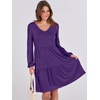 image:imageANRABESS Womens Long Sleeve Dress 2026 Fall Casual V Neck Tiered Flowy Short Dresses Beach Travel Vacation ClothesPurple