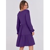 image:imageANRABESS Womens Long Sleeve Dress 2026 Fall Casual V Neck Tiered Flowy Short Dresses Beach Travel Vacation ClothesPurple