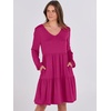 image:imageANRABESS Womens Long Sleeve Dress 2026 Fall Casual V Neck Tiered Flowy Short Dresses Beach Travel Vacation ClothesRose