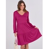 image:imageANRABESS Womens Long Sleeve Dress 2026 Fall Casual V Neck Tiered Flowy Short Dresses Beach Travel Vacation ClothesRose